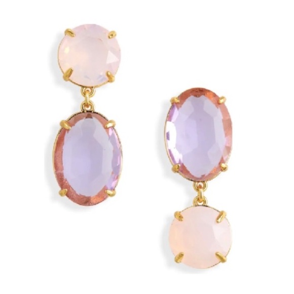 $168 Lele Sadoughi LAVENDER BLOSSOM CRYSTAL DROP EARRINGS - Picture 10 of 10
